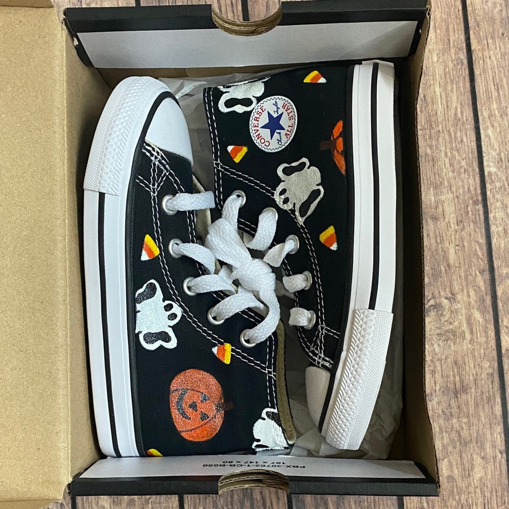 Converse Black High-Tops with Halloween Motifs